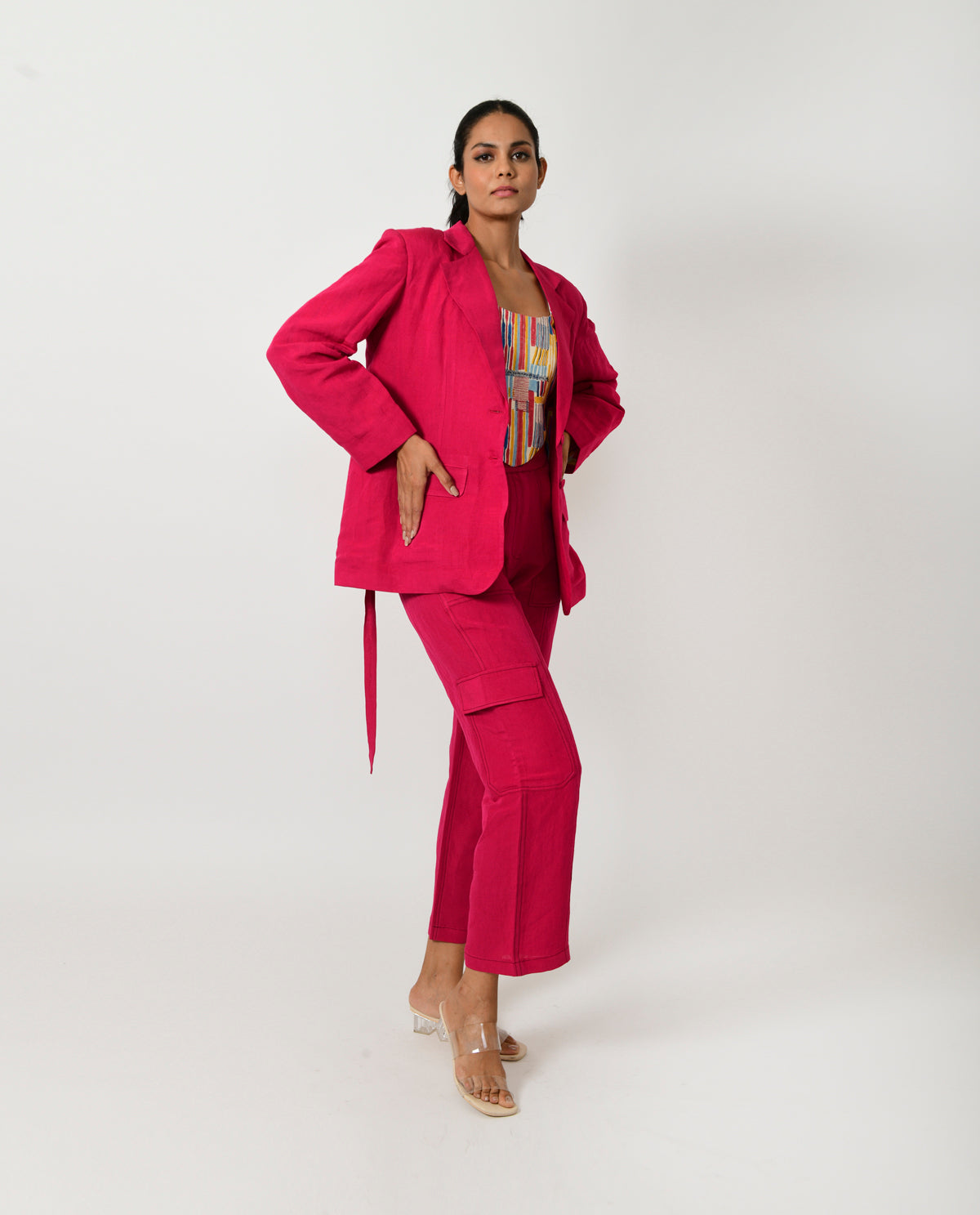 VIVA MAGENTA LINEN BLAZER CO -ORD