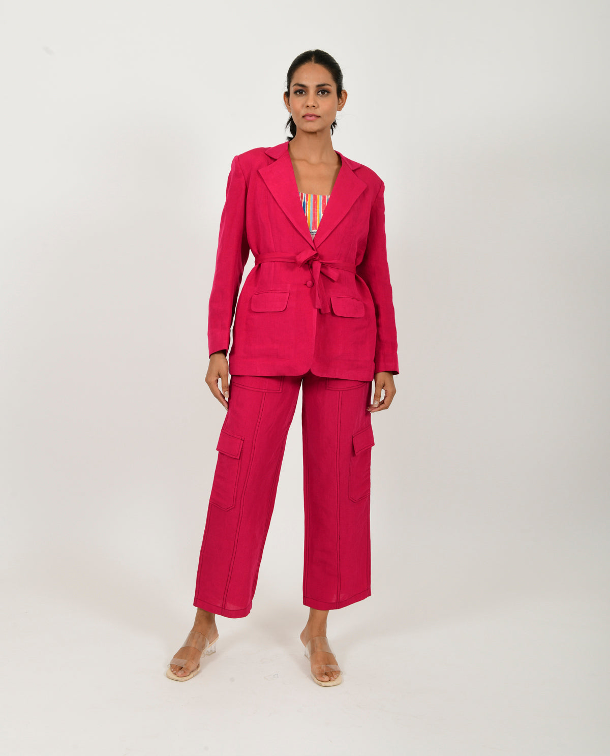 VIVA MAGENTA LINEN BLAZER CO -ORD