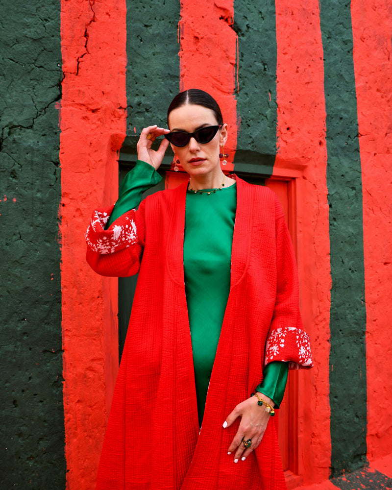 LAAL PARI Jackets & Overlays by TOKREE in red color for women Worldwide