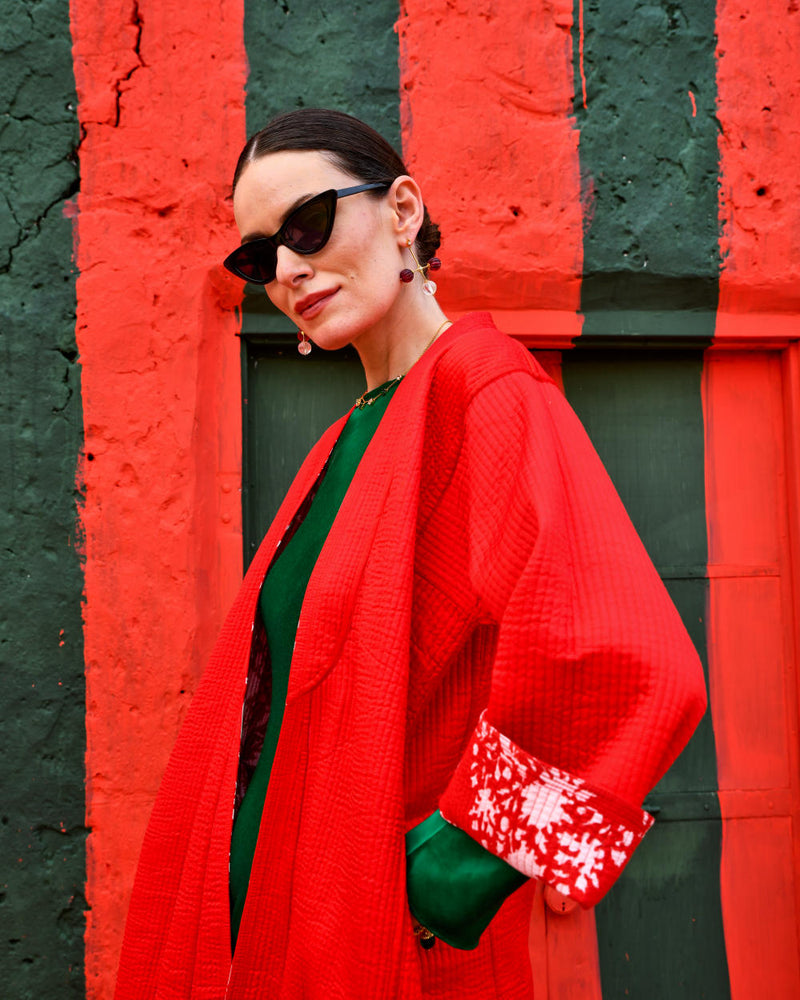 LAAL PARI Jackets & Overlays by TOKREE in red color for women Worldwide