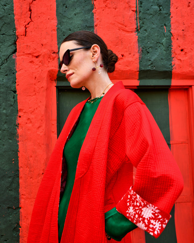 LAAL PARI Jackets & Overlays by TOKREE in red color for women Worldwide