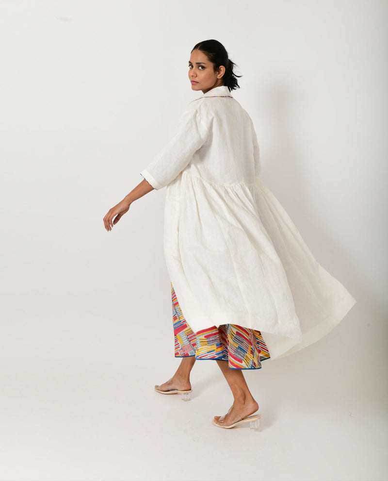OFF WHITE LINEN JACKET cotton by Rias in white color for women Worldwide