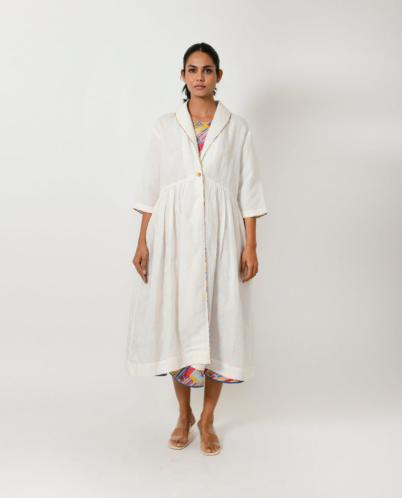 OFF WHITE LINEN JACKET cotton by Rias in white color for women Worldwide
