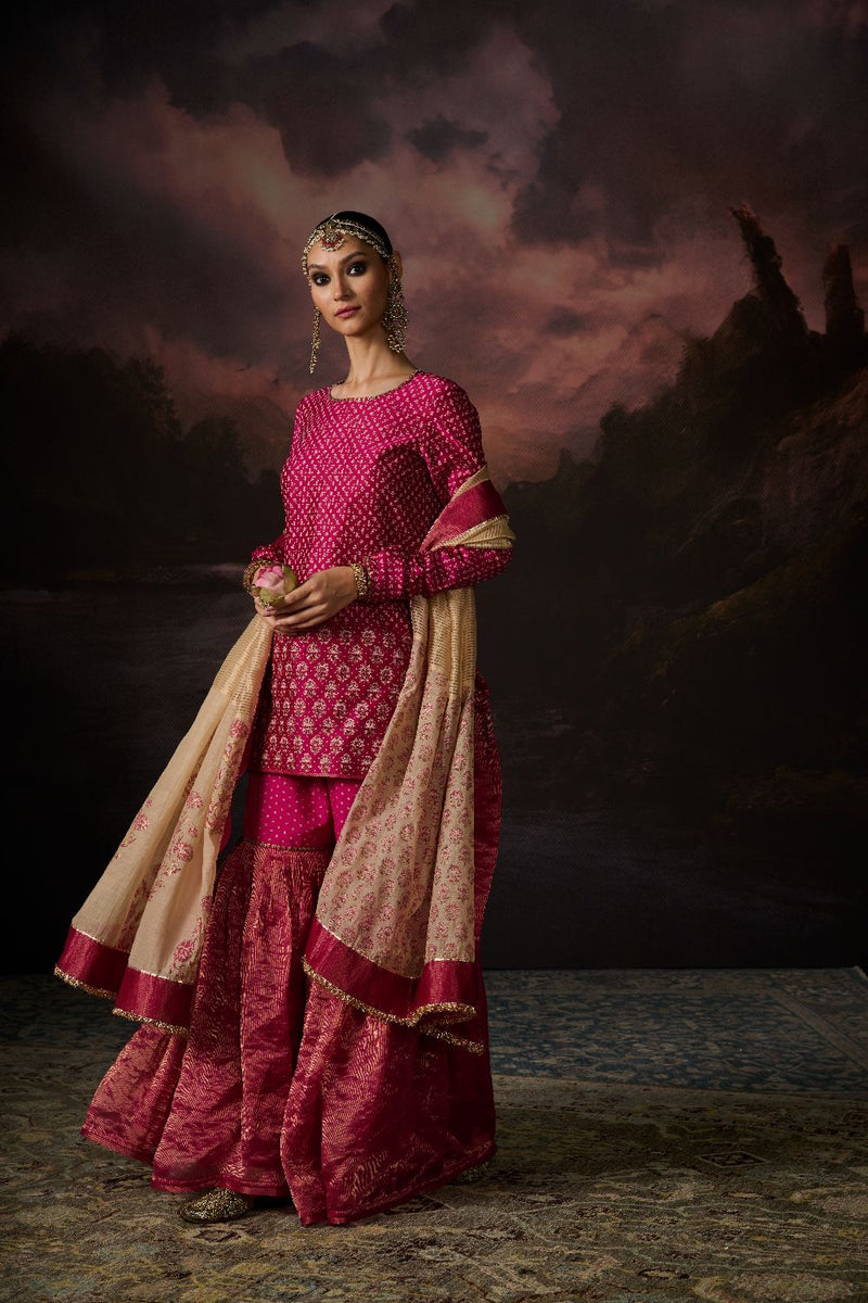 DUA GHARARA 100% cotton by SWATTI KAPOOR in pink color for women Worldwide