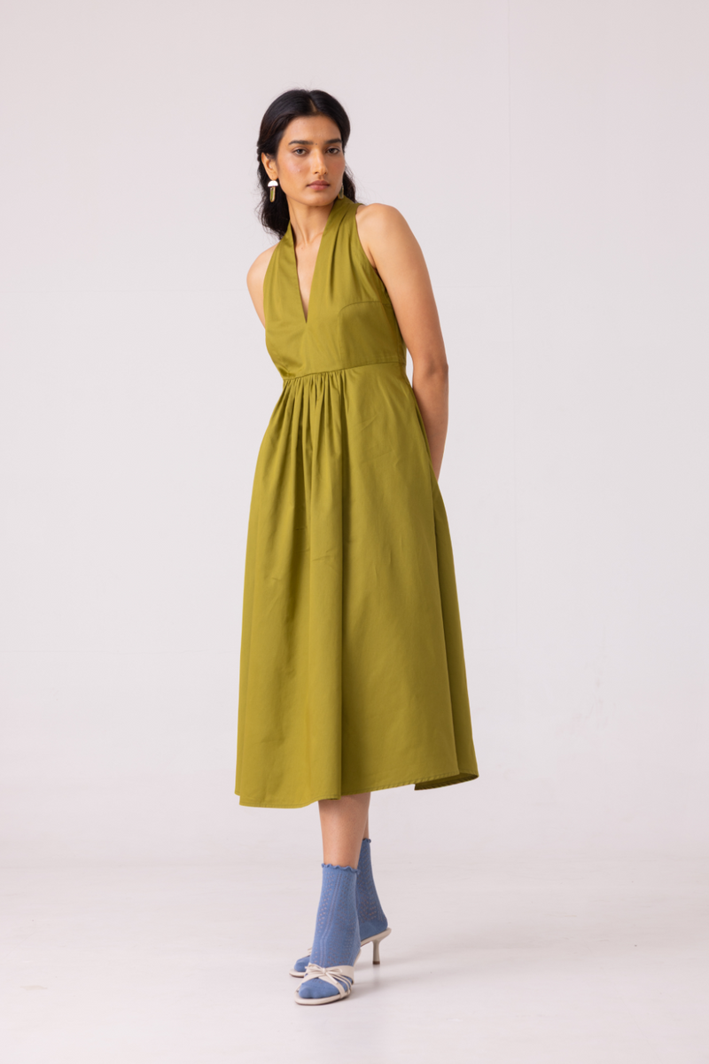 Daisy Green Halter Maxi Dress cotton by The Summer House for women Worldwide