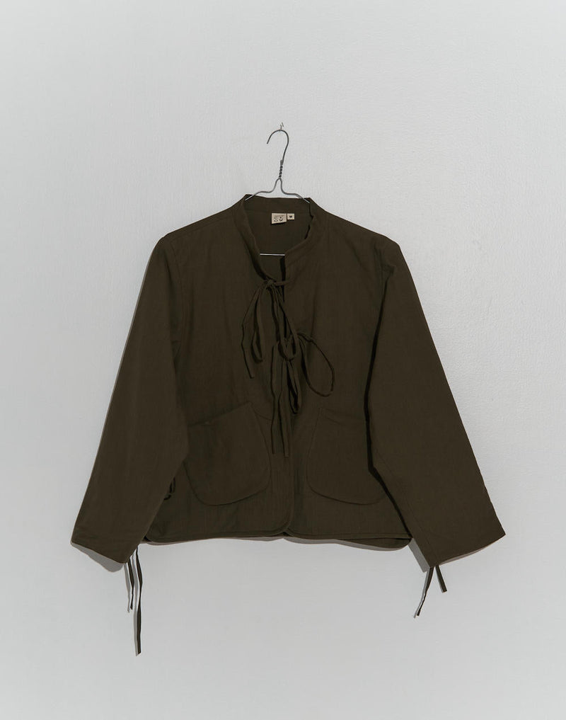 Dark olive padded Jacket cotton by World of Crow in olive color for women Worldwide