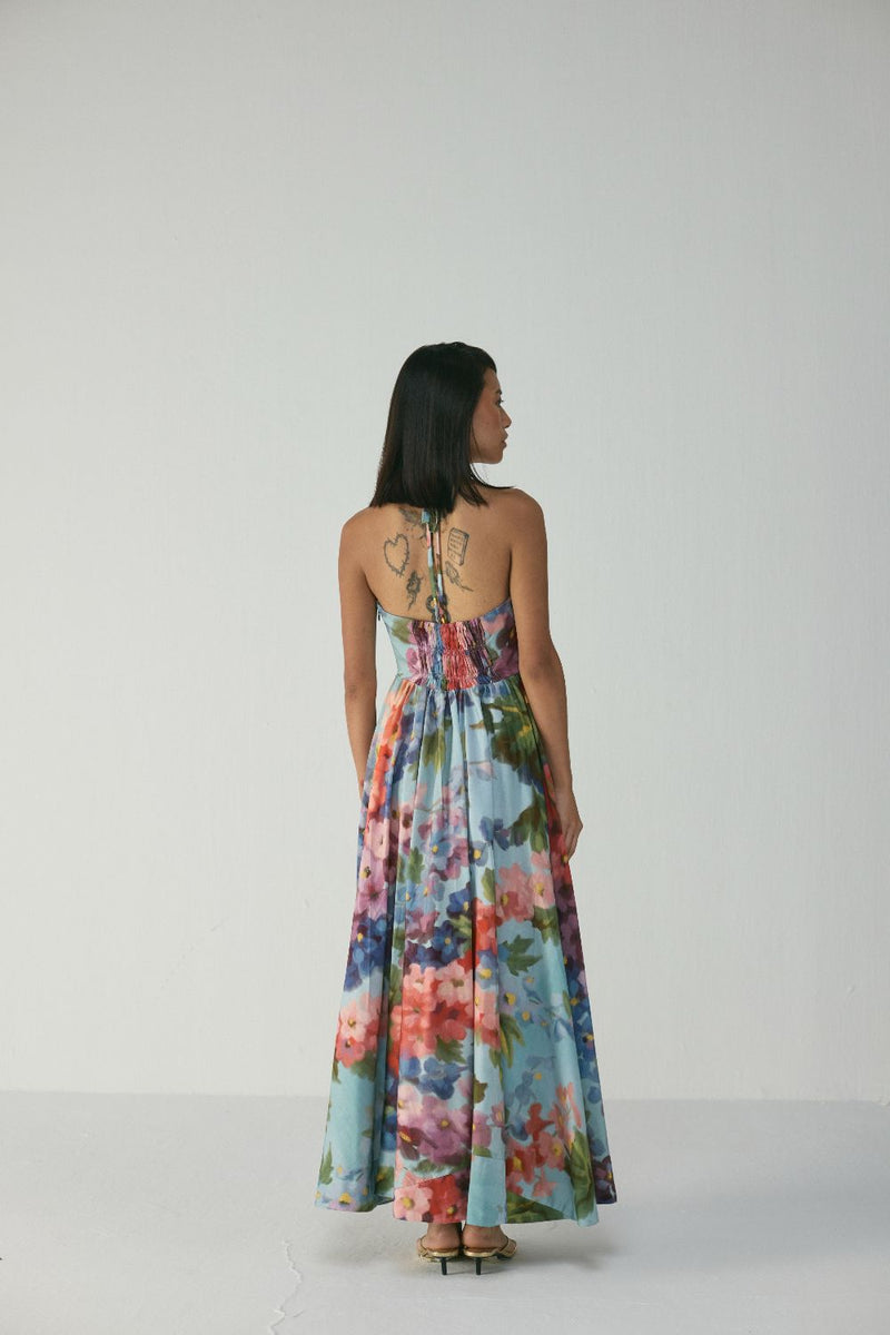 DARLINGTON HALTER NECK DRESS satin by Yam in multi color for women Worldwide