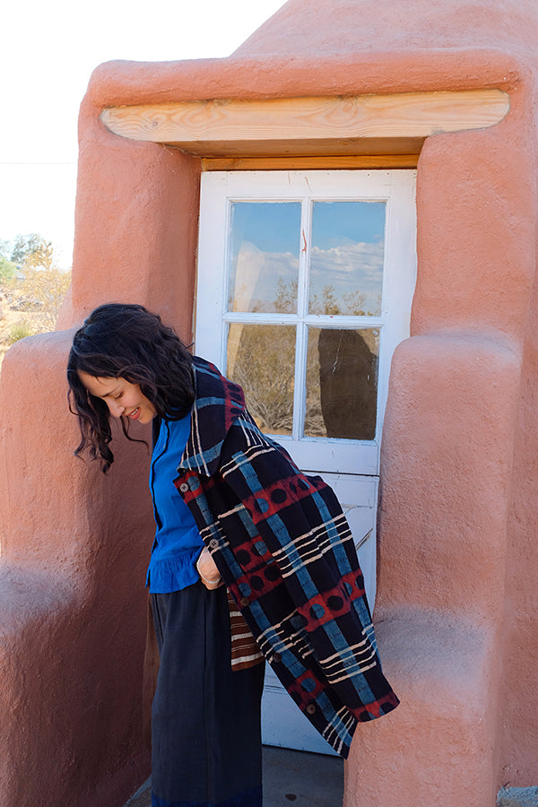 Dawn Chorus Duster Jacket hand-woven khadi cotton jacket/overlay by World of Crow in multi-color for women Worldwide