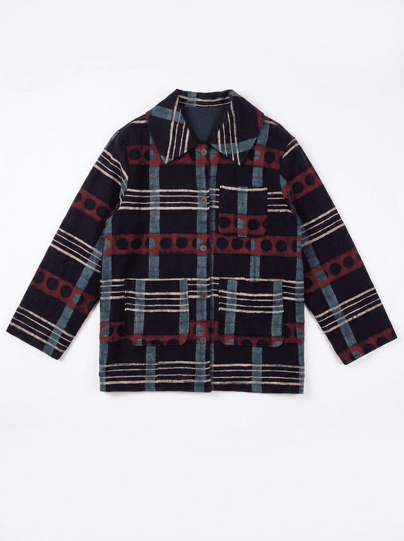 Dawn Chorus Duster Jacket hand-woven khadi cotton jacket/overlay by World of Crow in multi-color for women Worldwide