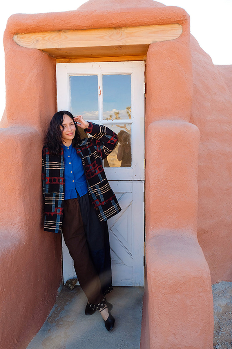 Dawn Chorus Duster Jacket hand-woven khadi cotton jacket/overlay by World of Crow in multi-color for women Worldwide
