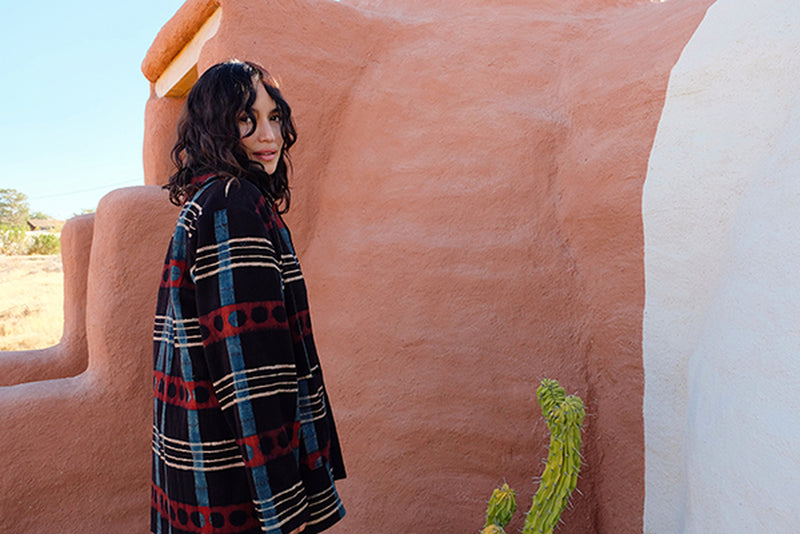 Dawn Chorus Duster Jacket hand-woven khadi cotton jacket/overlay by World of Crow in multi-color for women Worldwide