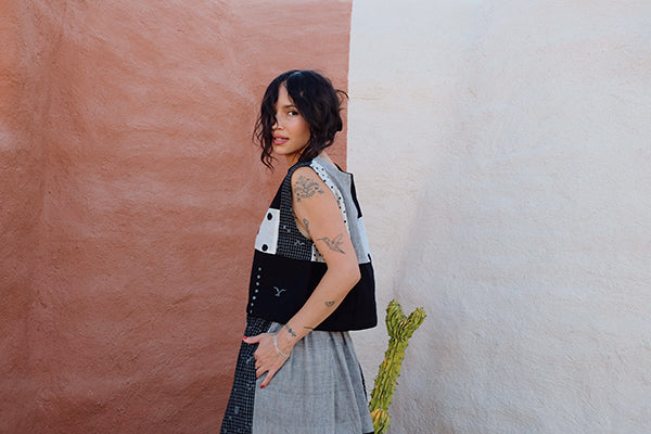 Dawn Chorus Top-Monochrome handwoven cotton top/shirt by World of Crow in multi-color for women Worldwide