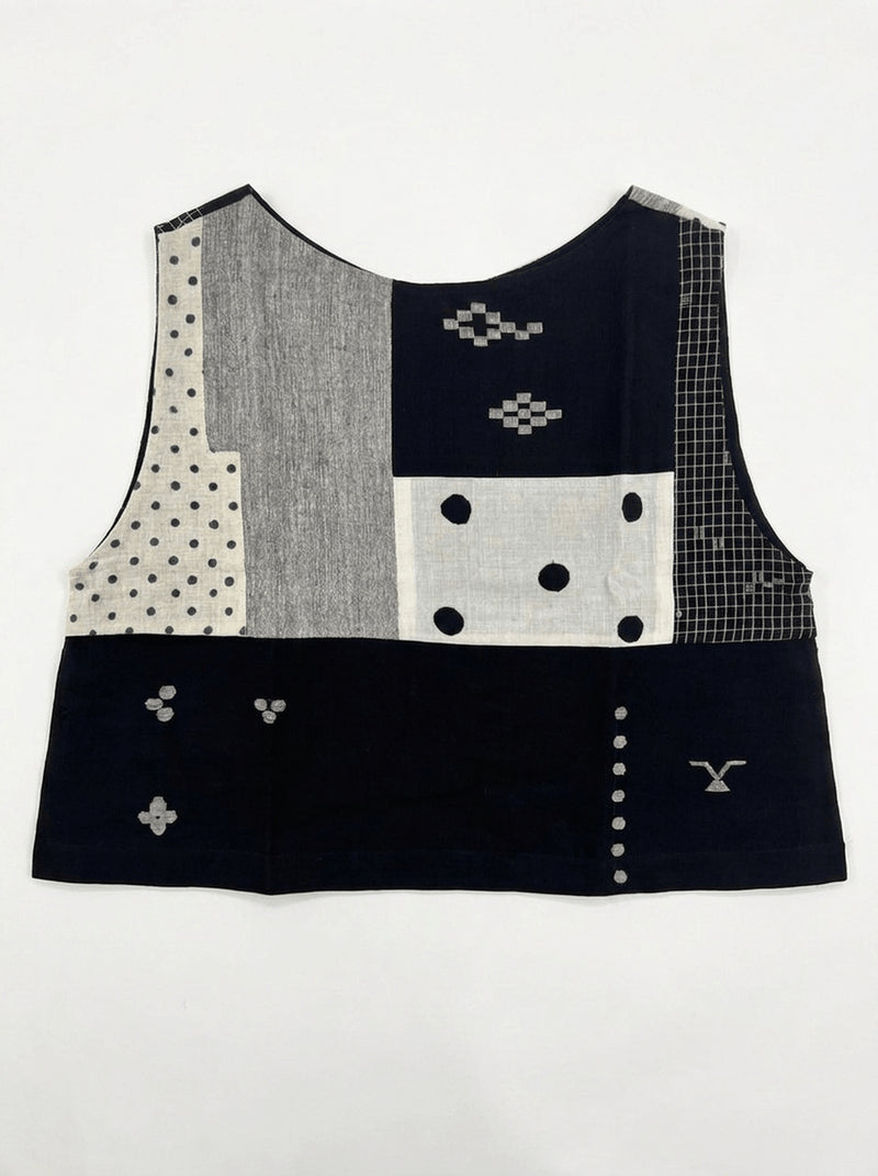 Dawn Chorus Top-Monochrome handwoven cotton top/shirt by World of Crow in multi-color for women Worldwide