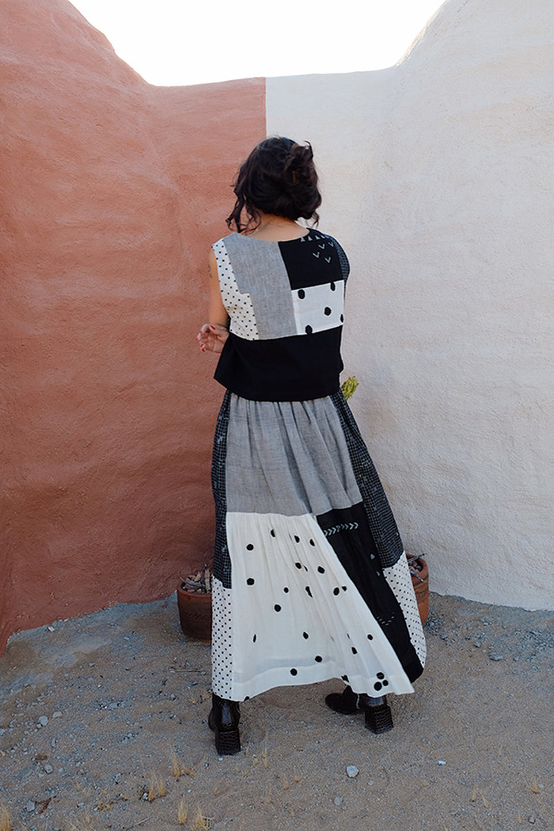 Dawn Chorus Top-Monochrome handwoven cotton top/shirt by World of Crow in multi-color for women Worldwide