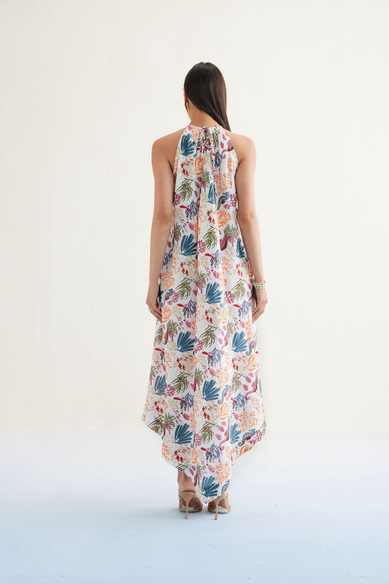 Deep Sea Lyocell Halter Maxi Dress by SUI in white color for women Worldwide