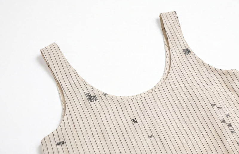 Desert Rhythm Midi Dress-Fine stripe cotton jamdani dress by World of Crow in white for women Worldwide