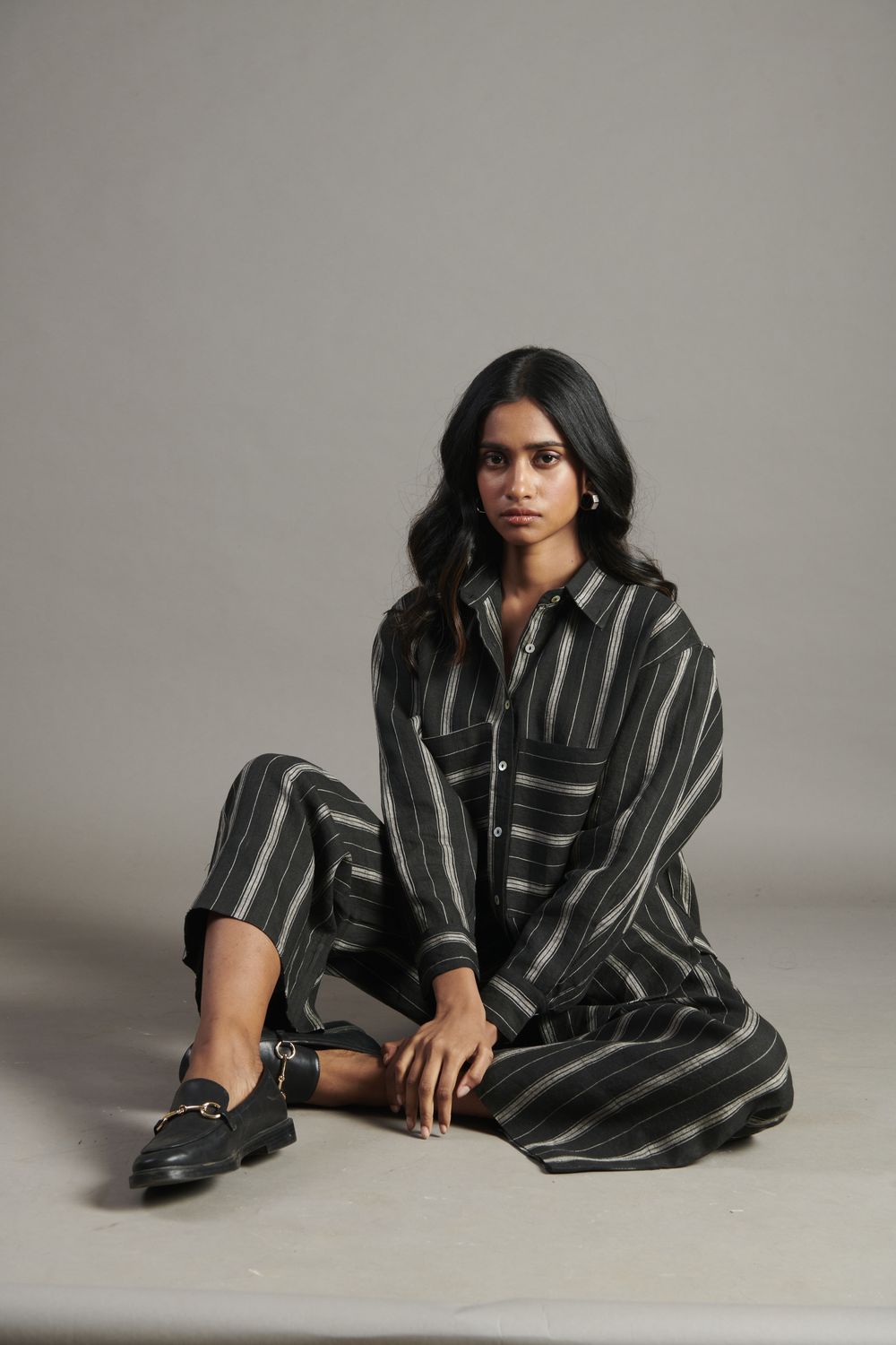 Dhaari Linen Oversized Pocket Shirt Set