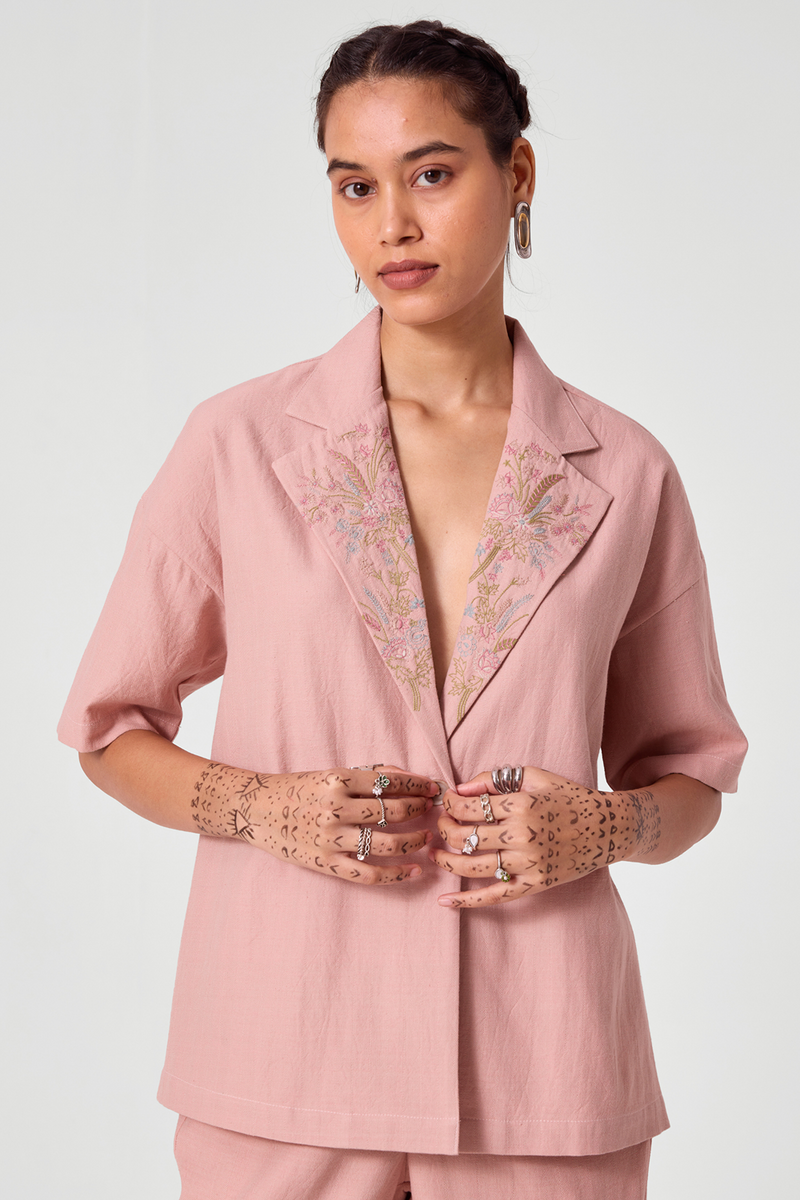 Dheer Handwoven Embroidered Pink Jacket