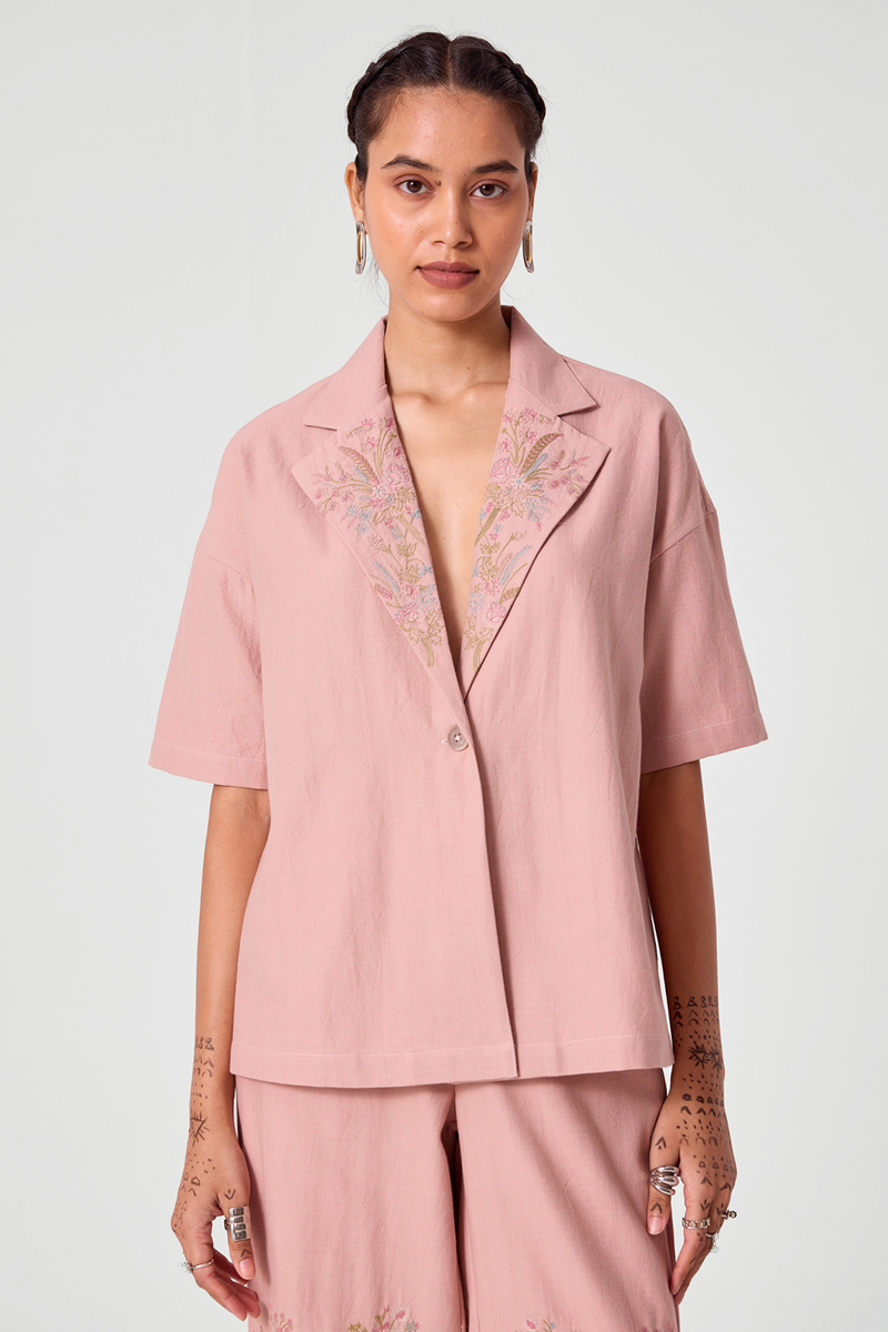 Dheer Handwoven Embroidered Pink Jacket