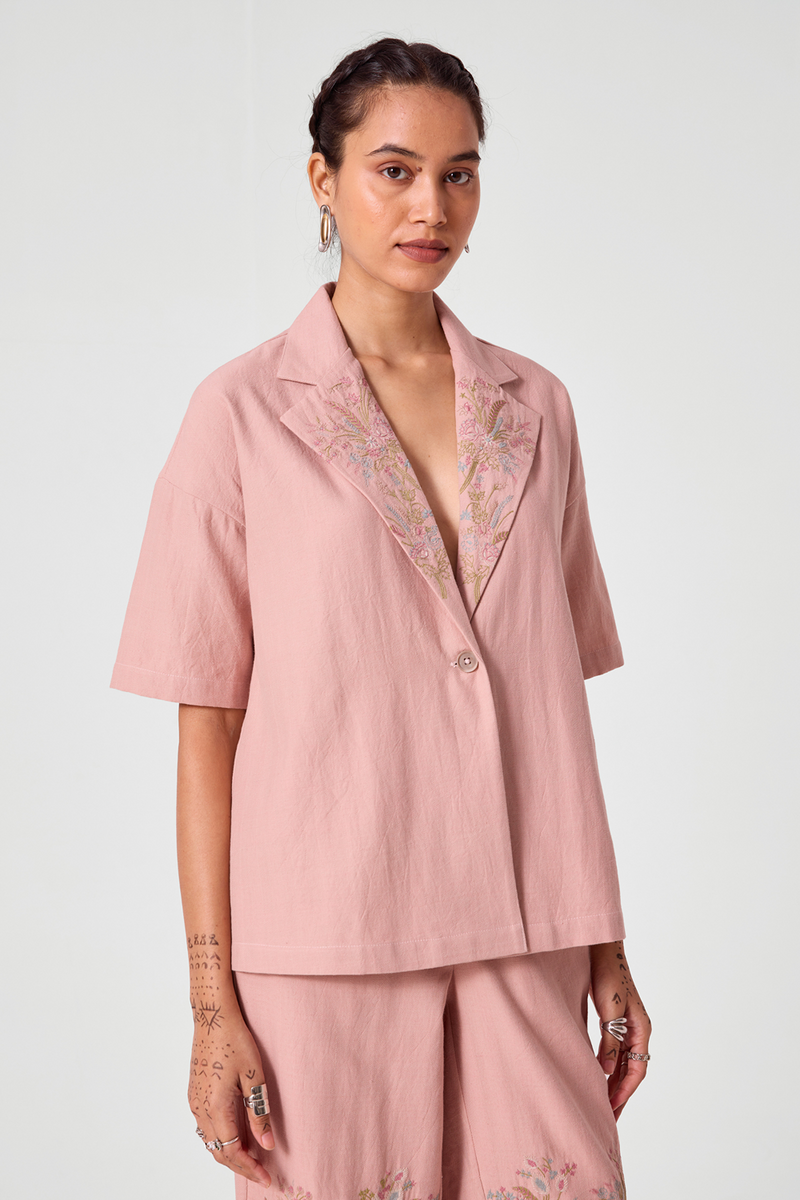 Dheer Handwoven Embroidered Pink Jacket