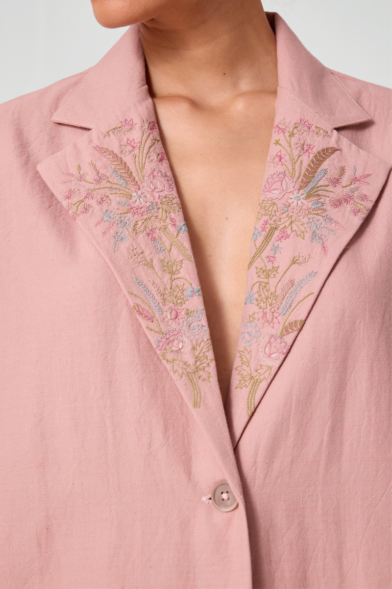 Dheer Handwoven Embroidered Pink Jacket