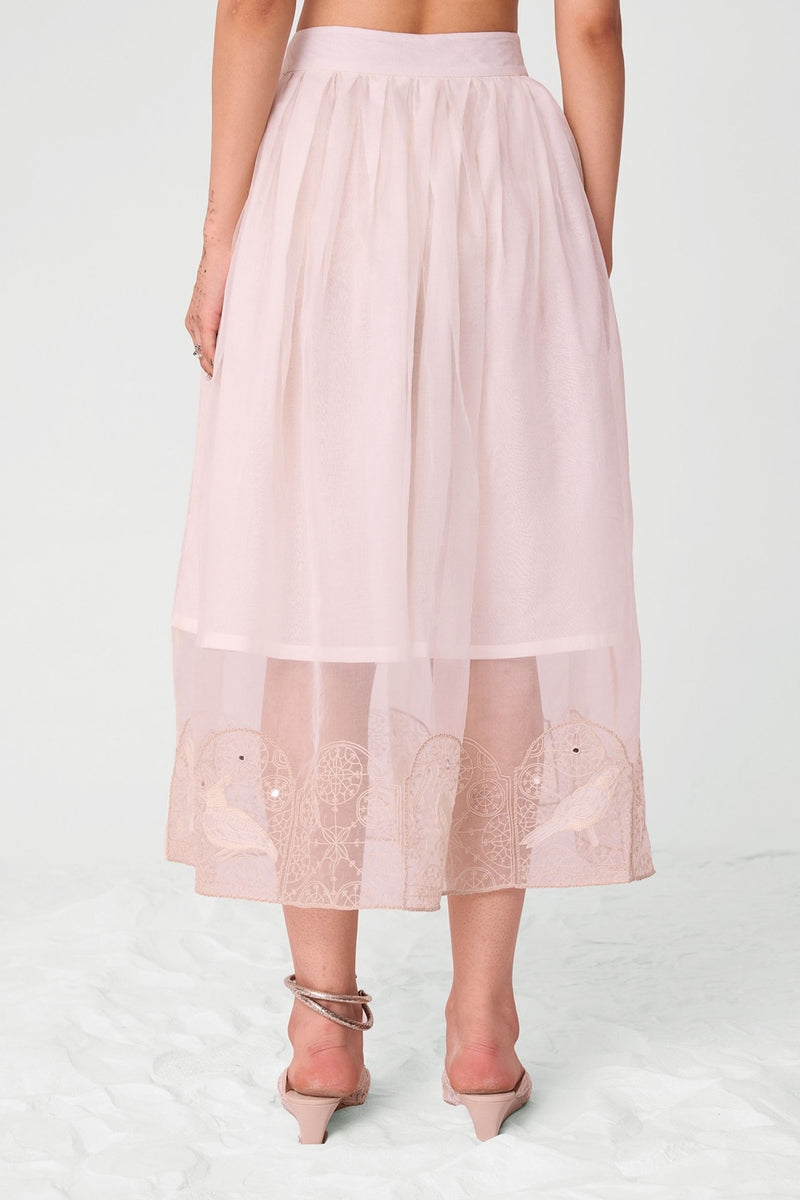 Dhuthi Off White Embroidered Skirt