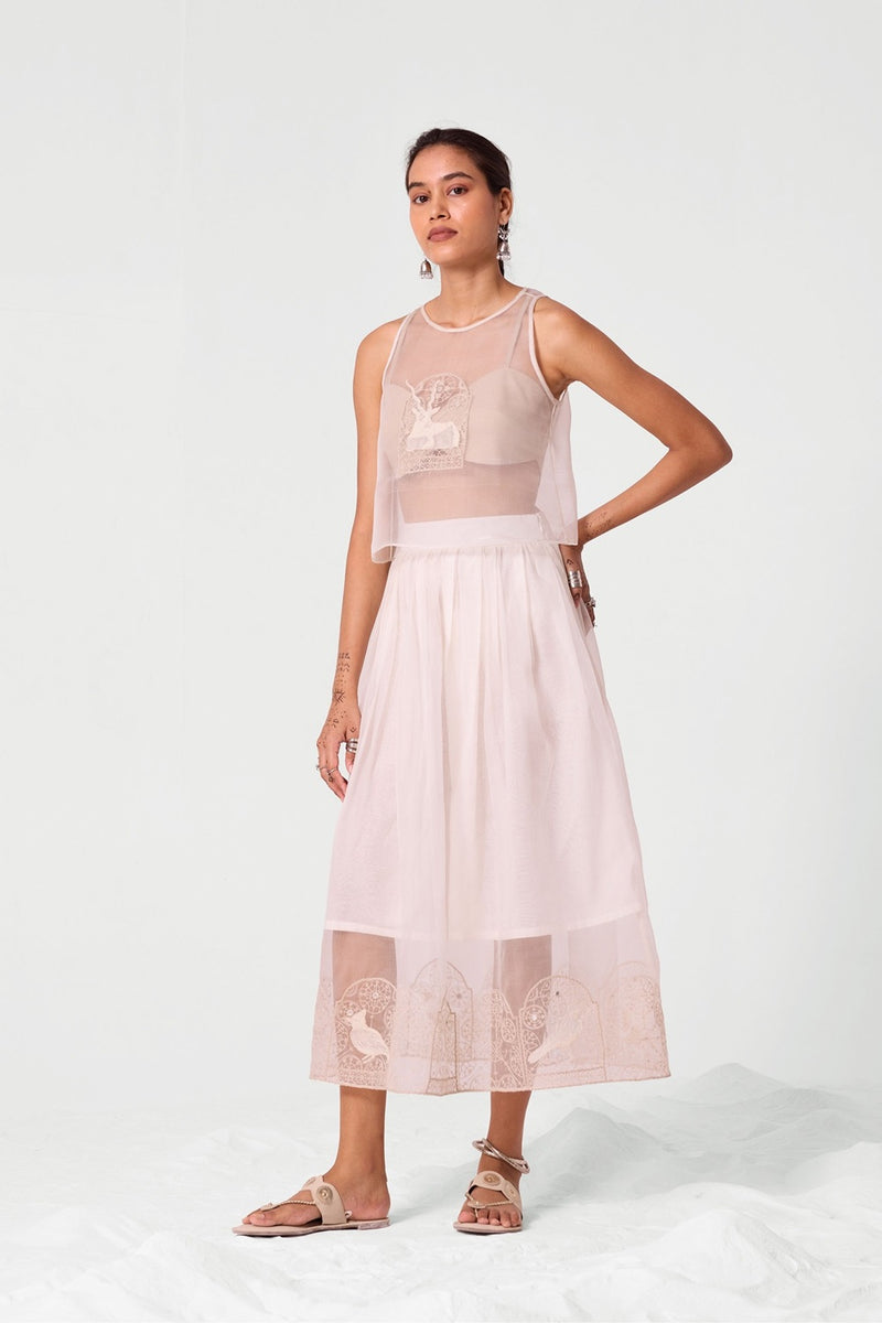 Dhuthi Off White Embroidered Skirt