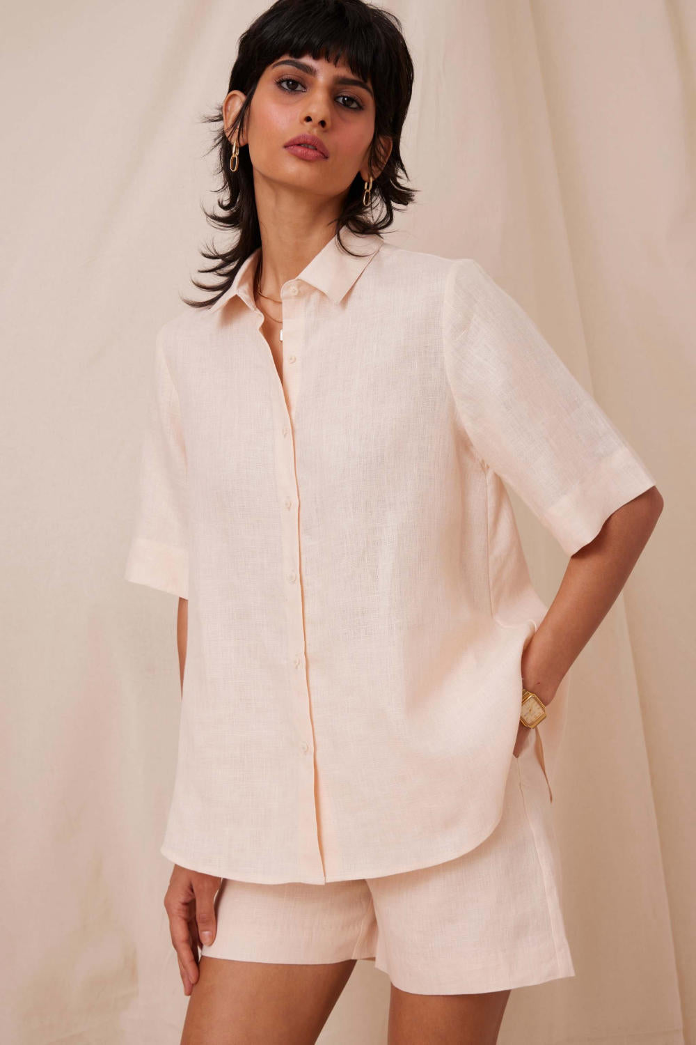 Dora Light Blush Linen Shirt