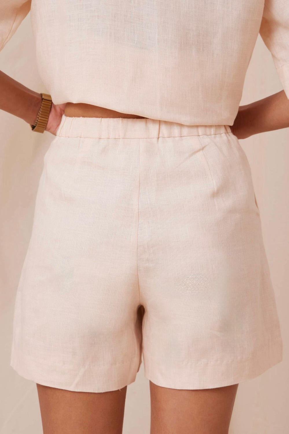 Dora Light Blush Linen Shorts