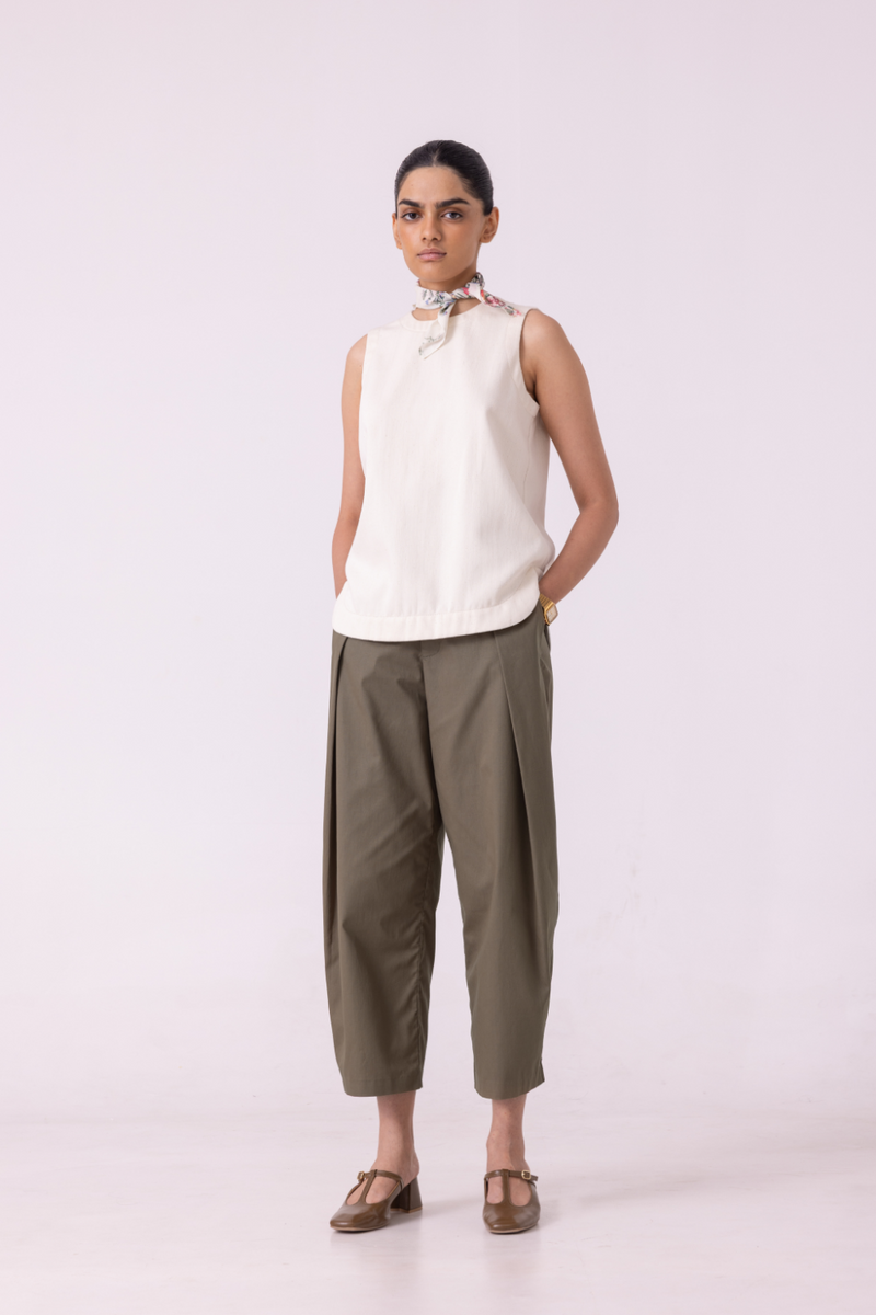 Dorothy Off White Handwoven Denim Top khadi denim by The Summer House for women Worldwide