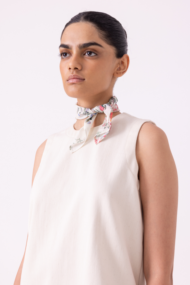 Dorothy Off White Handwoven Denim Top khadi denim by The Summer House for women Worldwide