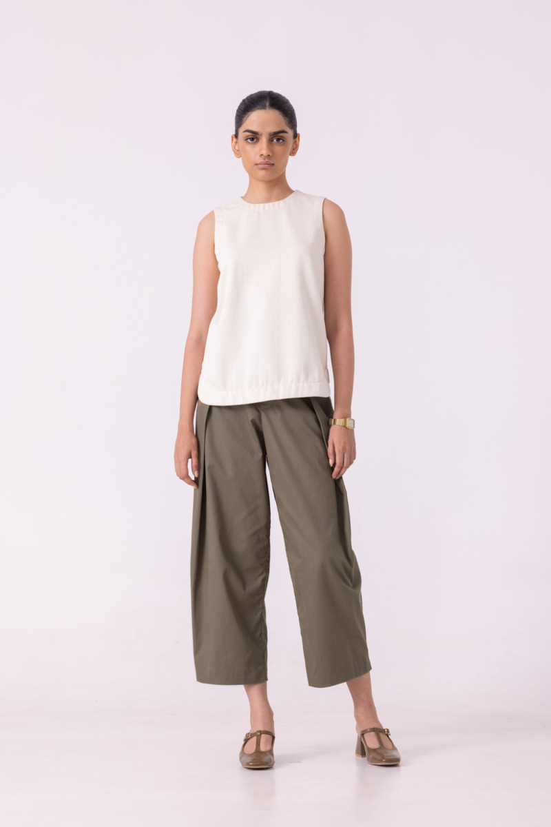 Dorothy Off White Handwoven Denim Top khadi denim by The Summer House for women Worldwide