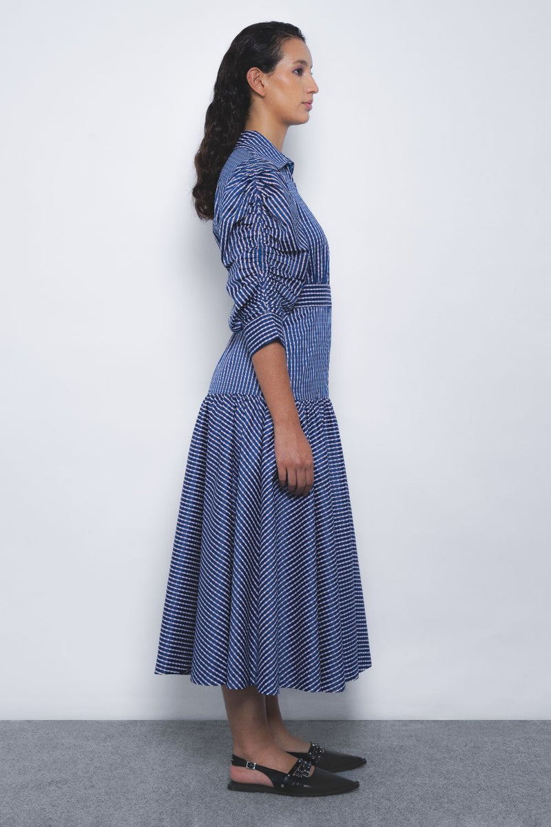 Douce Dress - Blue and White Checkered mul by Leh Studios in multi color for women Worldwide