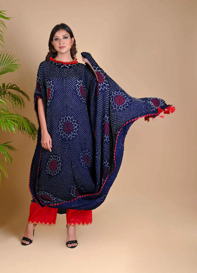 DRAPE DRESS - VALLEY OF FLOWERS-INDIGO BLUE