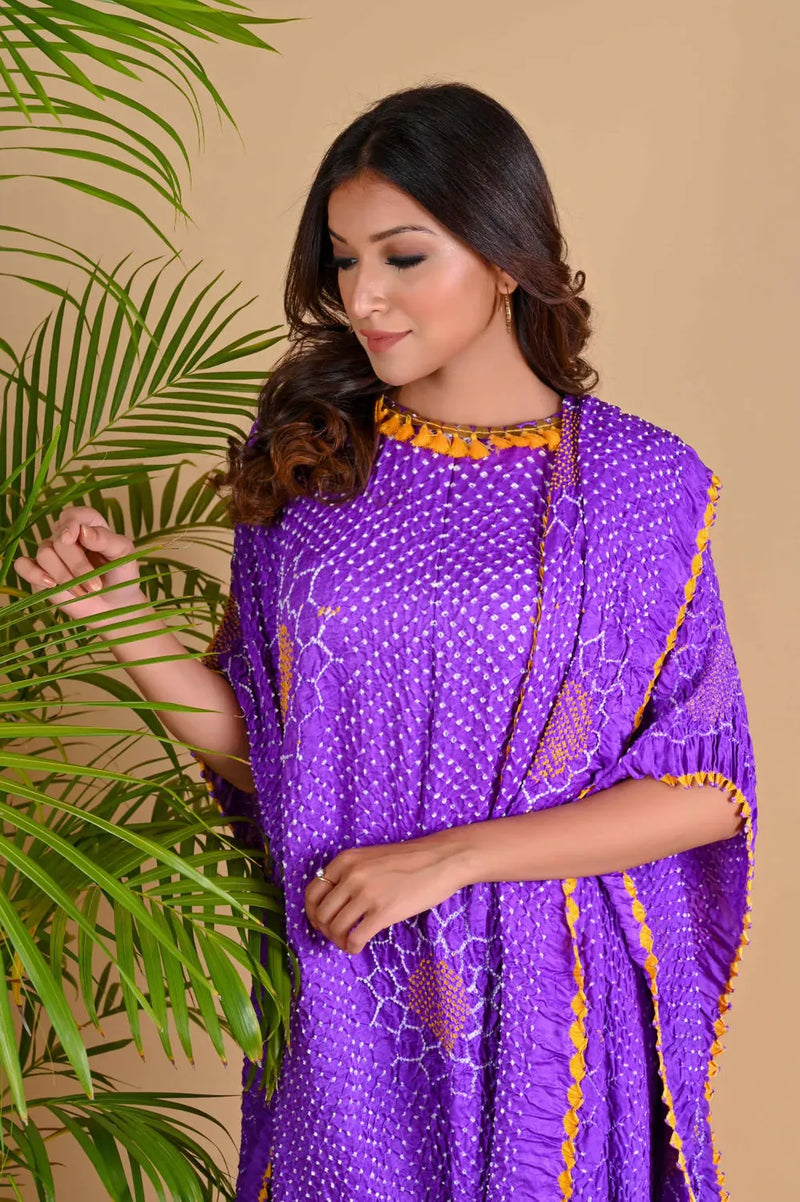 DRAPE DRESS - VALLEY OF FLOWERS-LAVENDER silk by Dyelogue for women Worldwide