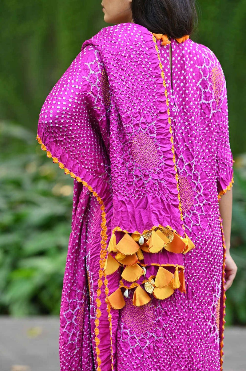 DRAPE DRESS - VALLEY OF FLOWERS-PINK silk by Dyelogue in pink color for women Worldwide