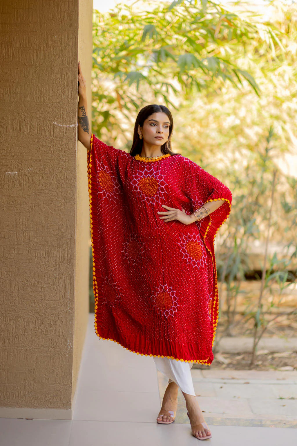 VALLEY OF FLOWERS KAFTAN-RED