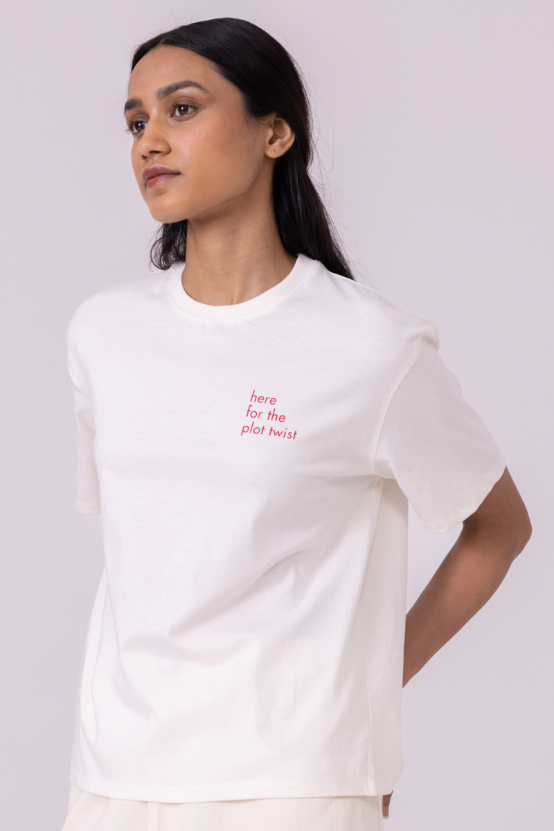 Drew Off White Organic Cotton TShirt cotton by The Summer House for women Worldwide