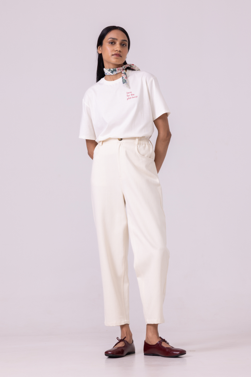 Drew Off White Organic Cotton TShirt cotton by The Summer House for women Worldwide