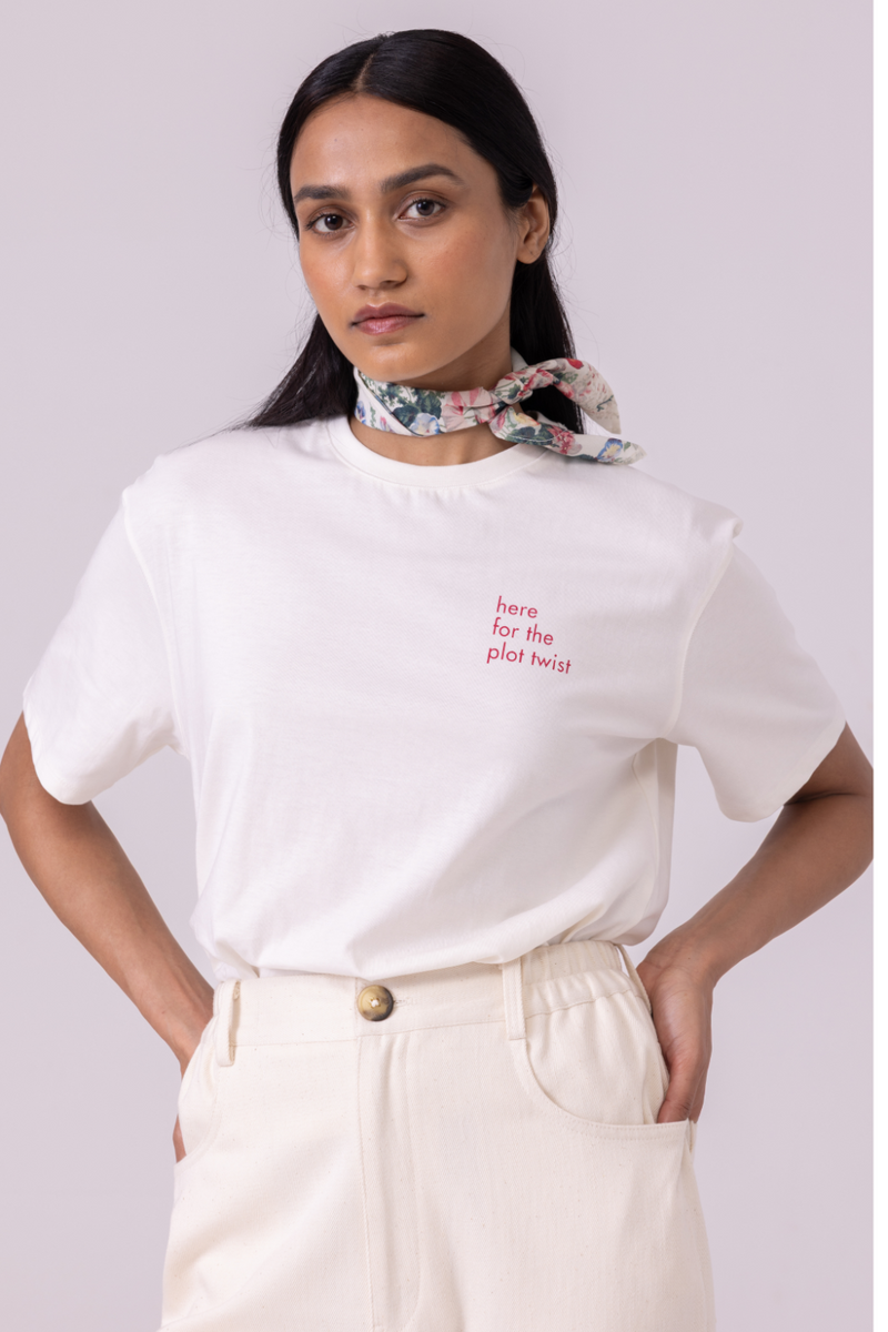 Drew Off White Organic Cotton TShirt cotton by The Summer House for women Worldwide
