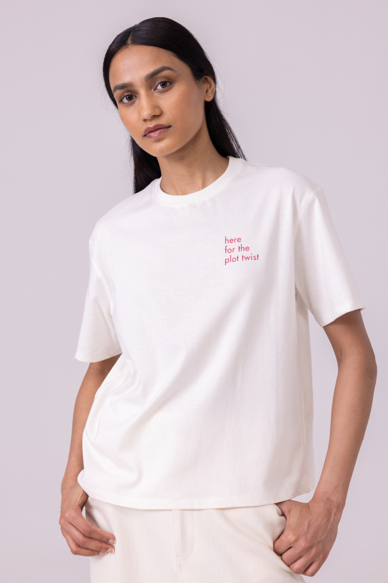 Drew Off White Organic Cotton TShirt cotton by The Summer House for women Worldwide