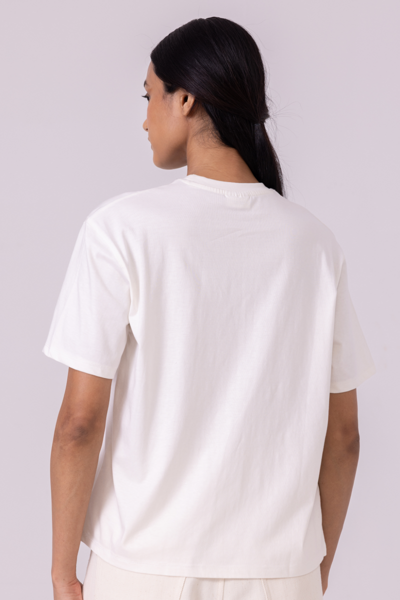 Drew Off White Organic Cotton TShirt cotton by The Summer House for women Worldwide