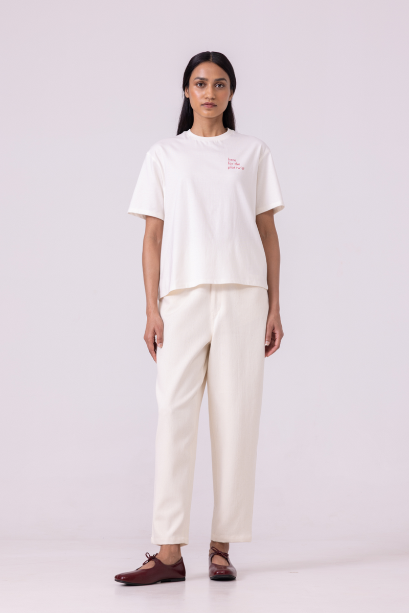 Drew Off White Organic Cotton TShirt cotton by The Summer House for women Worldwide