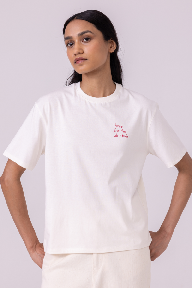 Drew Off White Organic Cotton TShirt cotton by The Summer House for women Worldwide