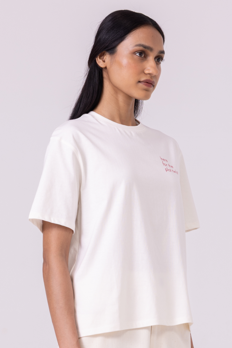 Drew Off White Organic Cotton TShirt cotton by The Summer House for women Worldwide