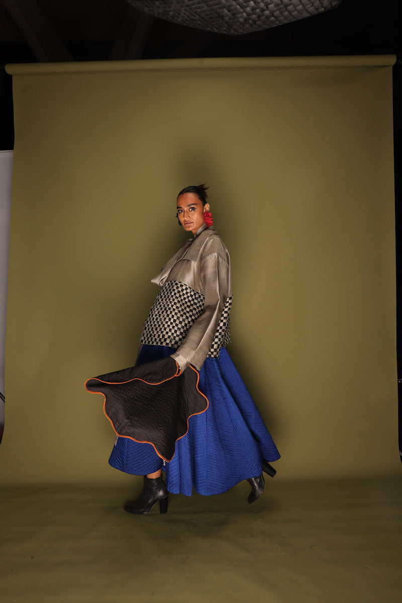 Drift Overlay-Grey + Black mysore silk jackets and overlays by Stoique in grey, black for women Worldwide