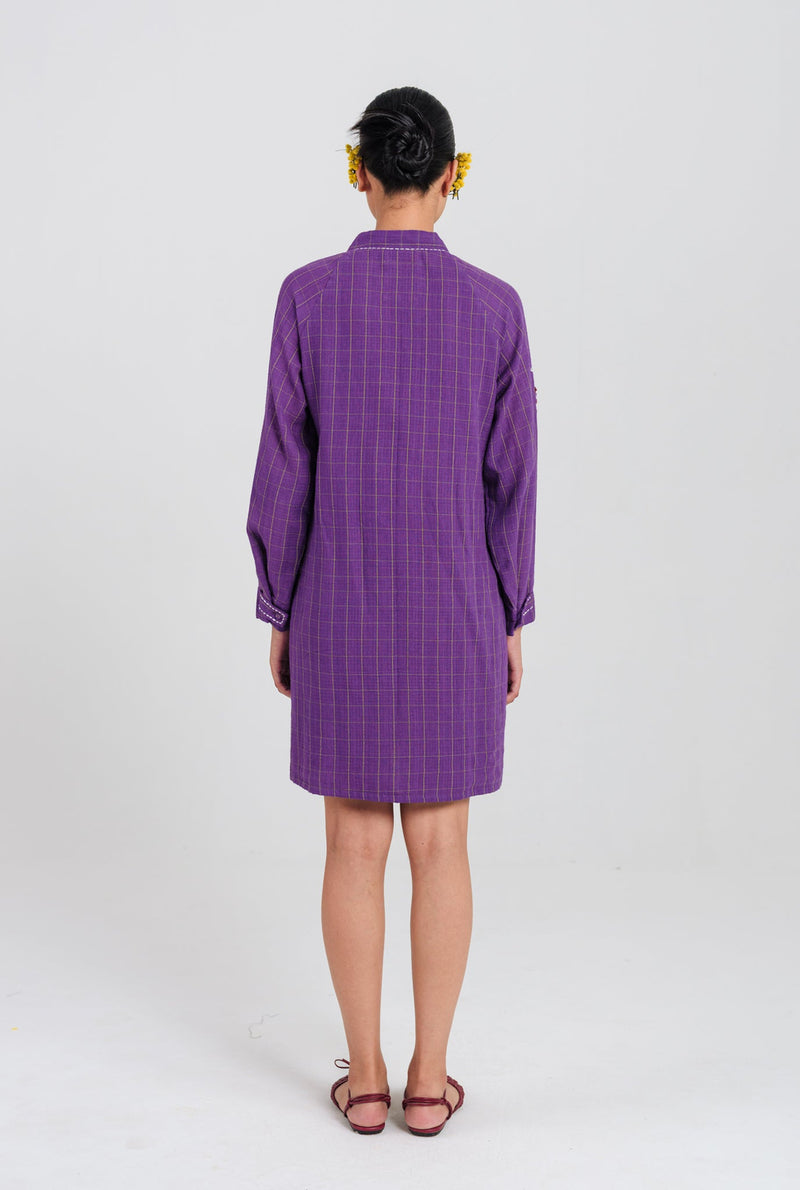 Drift Handloom Tunic handwoven cotton tunics/kaftan by JodiLife in purple for women Worldwide