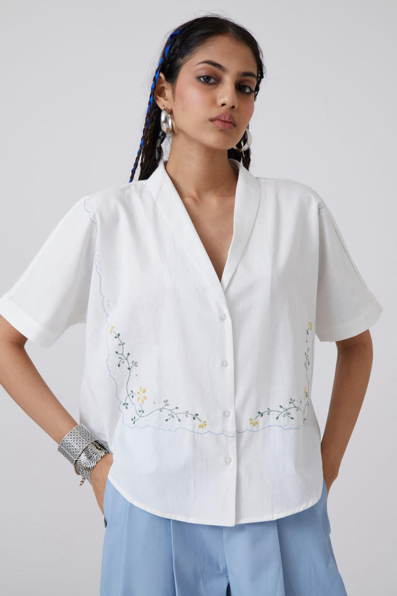 Dua - Shirt Top & Tunics by The Summer House in white color for women Worldwide