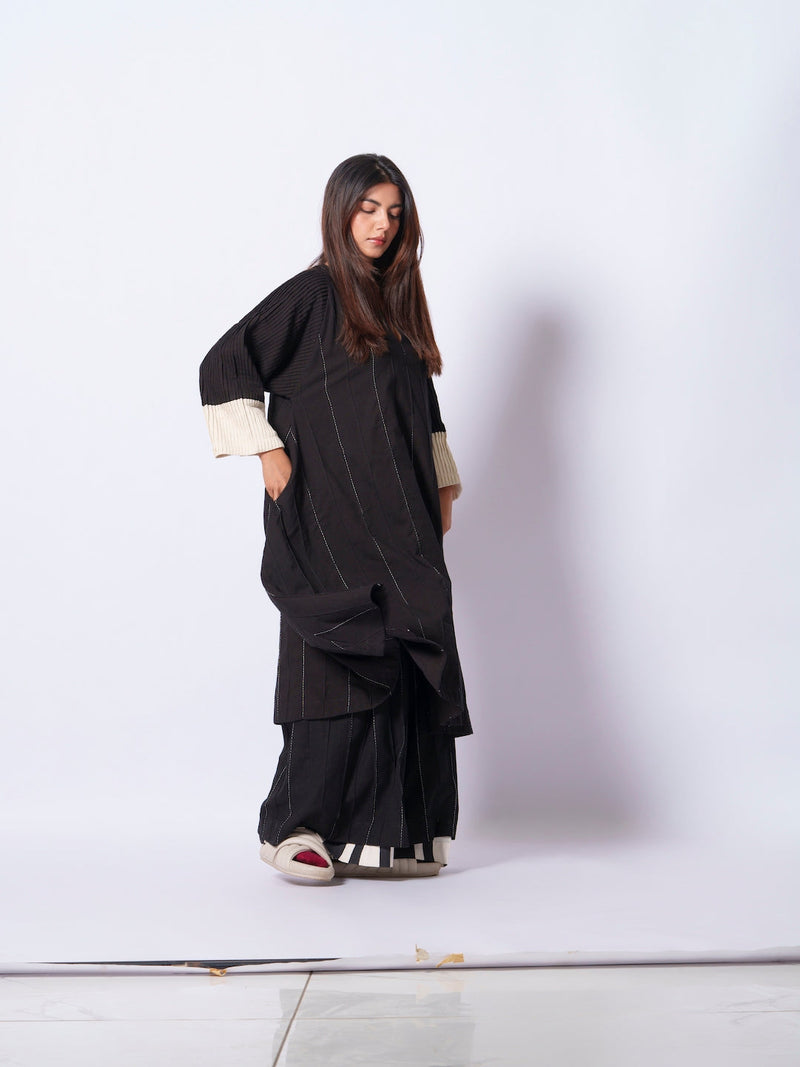 Dune Tunic-Black + Natural cotton matty kaftans and tunics by Stoique in black, natural for women Worldwide