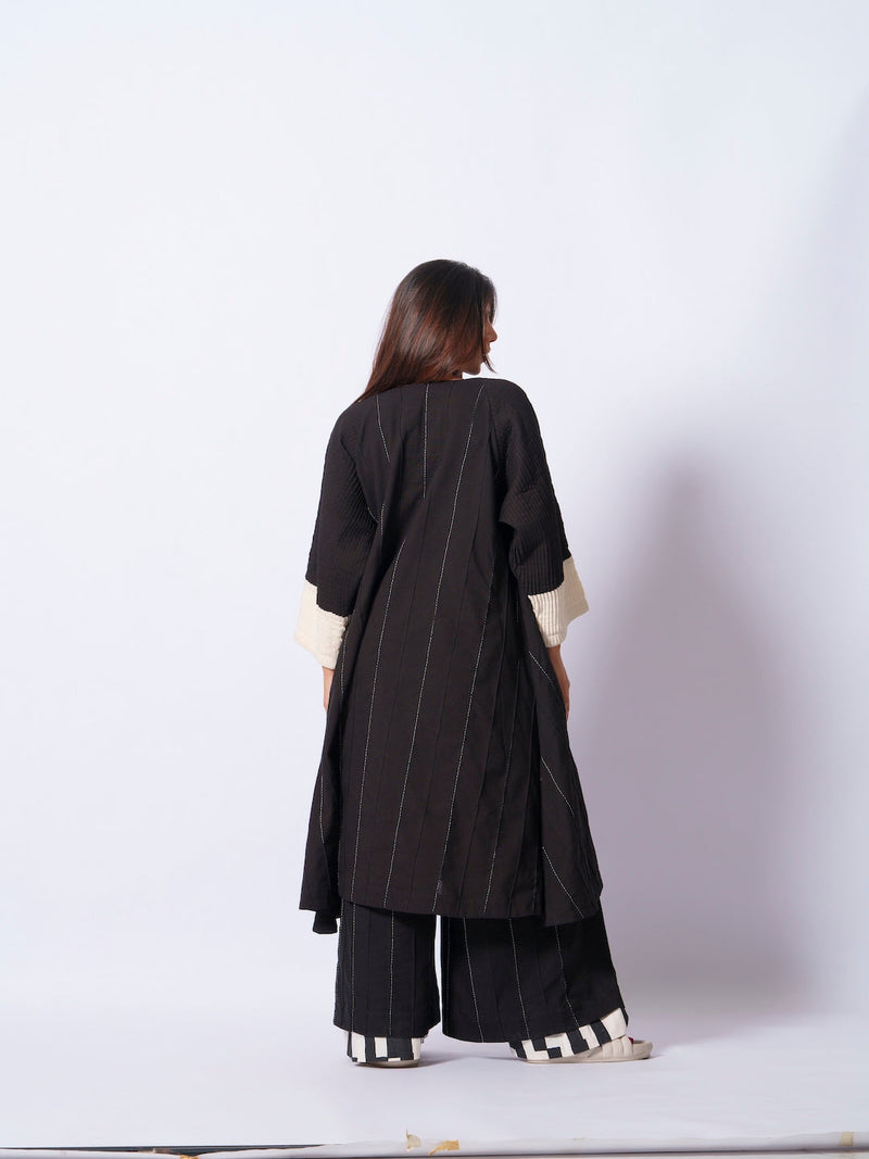 Dune Tunic-Black + Natural cotton matty kaftans and tunics by Stoique in black, natural for women Worldwide